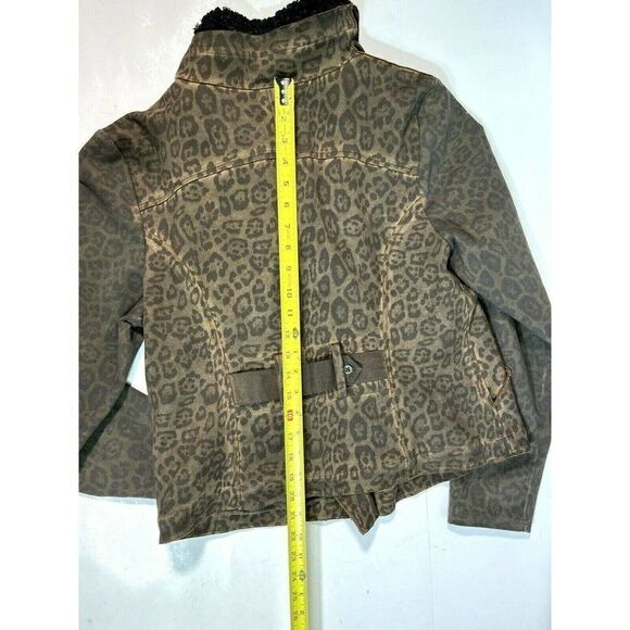 Anthropologie Marrakech Moto Jacket Size Large Animal Print Removable Sherpa - Picture 9 of 14